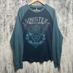 Vintage Y2K Sinister Clothing Co Long Sleeve Waffle Shirt Size XL Thermal